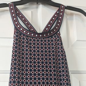 Max Studio Navy Blue/White /gray/Red Sleeveless Dress NWT